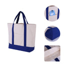 Canvas Tote Bag - Blue - 21" x 15" - Top Zipper - External Pocket