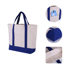 Blue stylish Canvas Tote Bag with an External Pocket.