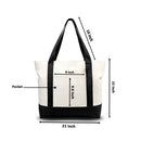 Canvas Tote Bag - Black - Top Zipper - External Pocket