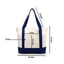 1 | 3 | 6 | 12 | 24  Pack Stylish Canvas Tote Bag with an External Pocket, Top Zipper Closure