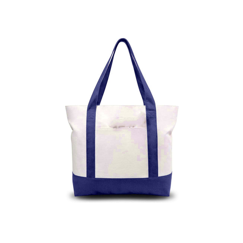 Canvas Tote Bag - Blue - 21" x 15" - Top Zipper - External Pocket