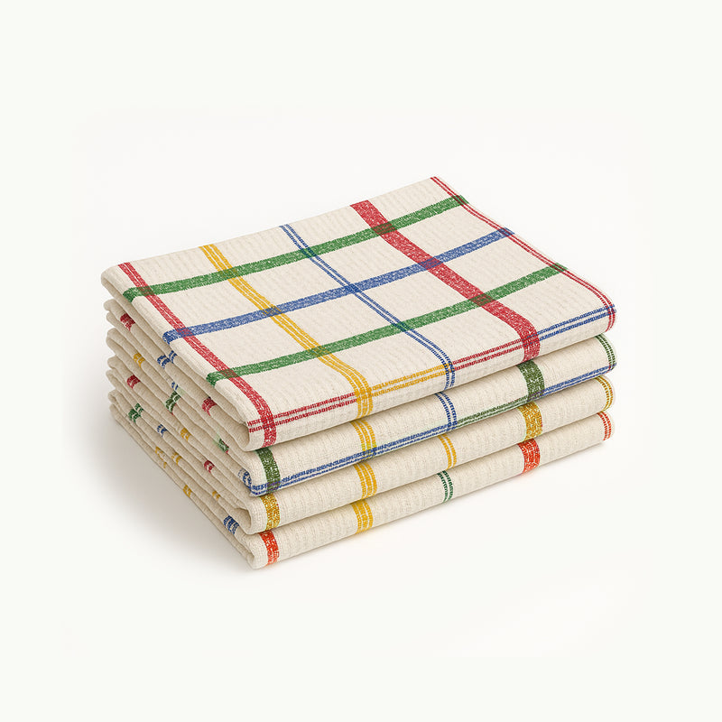 Multi Color Lightweight Waffle Dish Towels, Cleaning Towels and Cotton Rich Bar Towels. pack of 4, Perfect for Everyday Use (18"x26")