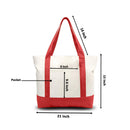 Canvas Tote Bag - Red - 21" x 15" - Top Zipper - External Pocket