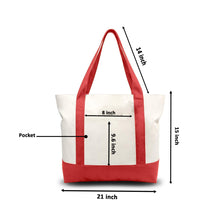 1 | 3 | 6 | 12 | 24  Pack Stylish Canvas Tote Bag with an External Pocket, Top Zipper Closure
