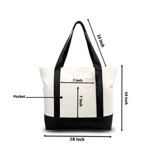 1 | 3 | 6 | 12 | 24  Pack Stylish Canvas Tote Bag with an External Pocket, Top Zipper Closure