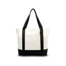 Canvas Tote Bag - Black - Top Zipper - External Pocket