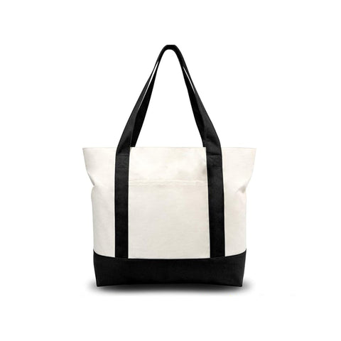 Black stylish Canvas Tote Bag with an External Pocket.