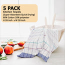 Kitchen Towel - Pack of 5 - 18" x 26" - Dish Towel - Highly Absorbent and Quick Dry
