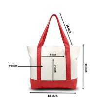 1 | 3 | 6 | 12 | 24  Pack Stylish Canvas Tote Bag with an External Pocket, Top Zipper Closure