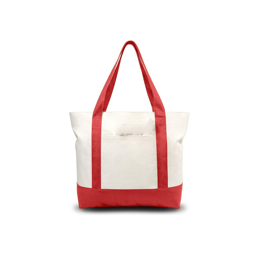 jansport red white canvas tote bag Canvas Tote Bag - Red - 21" x 15" - Top Zipper