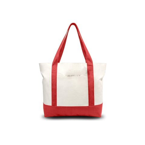 Red stylish Canvas Tote Bag with an External Pocket.